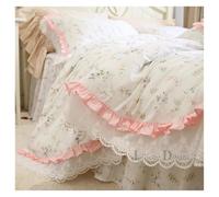 SUBLXPoten Volants Housse Couette Ensemble de literie en Dentelle à Double Volant, Housse Couette, Couvre-lit, Drap, décoration Mariage, vêtements lit