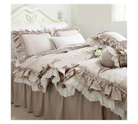 SUBLXPoten Volants Housse Couette Ensemble de literie en Dentelle à Double Volant, Housse Couette, Couvre-lit, Drap, décoration Mariage, vêtements lit