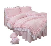 SUBLXPoten Volants Housse Couette Ensemble de literie en Dentelle à Double Volant, Housse Couette, Couvre-lit, Drap, décoration Mariage, vêtements lit