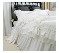 SUBLXPoten Volants Housse Couette Ensemble de literie en Dentelle à Double Volant, Housse Couette, Couvre-lit, Drap, décoration Mariage, vêtements lit