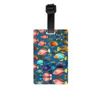 Submarine Reef Fish Étiquette de bagage - Identificateur de valise lumineux et coloré, étiquettes de voyage de croisière pour valises, couverture de confidentialité à l'arrière intégral