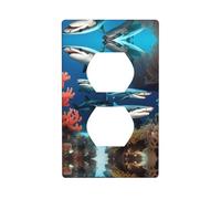 Submarine Shark Coral Duplex Prise murale Taille standard 1-Gang, polycarbonate thermoplastique.