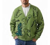 Submariner 2026 Cardigan tricoté dinosaure décontracté coupe ample streetwear tendance confortable doux vêtements d'extérieur pour usage quotidien, Vert, S