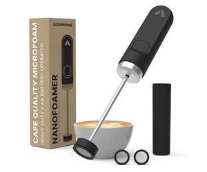 Subminimal NanoFoamer V2 Mousseur à Lait électrique Manuel, Micro-mousse Professionnelle pour Latte Art, Fonctionne avec Tout Type de Lait, 2 grilles, sans fil, MasterClass incluse