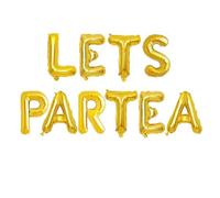 SUBOOCA Ballons dorés Let's Par en Mylar de 40,6 cm pour décorations de fête sur le thème du thé, théières, fournitures de fête