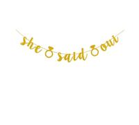 SUBOOCA Bannière « She Said Oui » en papier doré pour fête sur le thème de Paris, mariage, fiançailles | enterrement de vie de jeune fille | Fournitures de décoration de fête prénuptiale