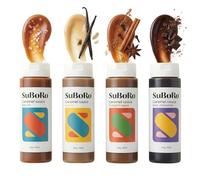 Suboro Sauce Caramel Mini 4-pack (4 x 210 ml) - Coffret decouverte avec Sel de Mer, Vanille, Chocolat Noir & Pumpkin Spice