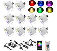 SUBOSI 10 WIFI RGB Spot Encastrable Exterieur Dimmable 0.6W Fonctionne Avec Alexa, Google Home, DC12V Ø31mm IP67 Kit Complet de éclairage Pour Chemins