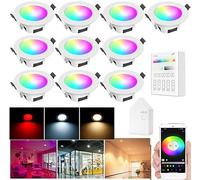 SUBOSI 10er Wifi 5W intelligent LED spot encastré rgbic + blanc chaud/blanc froid/blanc 5 en 1 spot encastré dimmable 230v lampe encastrée avec écran tactile Smart Switch Panel Smart Bridge