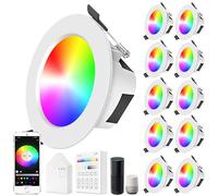 SUBOSI 10er WIFI 9W intelligent LED Spot Encastré RGBIC + Blanc Chaud/Blanc Froid/Blanc 5 en 1 Spot Encastré Dimmable 230v Lampe Encastrée Avec écran Tactile Smart Switch Panel Smart Bridge