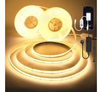 SUBOSI 20M Wifi Smart COB LED bande lumineuse 2700k blanc chaud, 384led/M DC12V, CRI 90+, 5670lm,Ruban LED COB set fonctionne avec Google Home assistant/Alexa,avec variateur wifi et alimentation