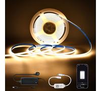 SUBOSI 5m wifi dimmable COB LED Strip 400led / M DC12V 3000k Smart app Control 10W/M LED Strip avec variateur wifi et alimentation avec barre lumineuse fonctionne avec Google Home assistant/Alexa