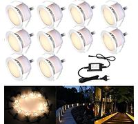 SUBOSI Lot de 10 Spots LED Encastrables Extérieur Ø45mm, Blanc Chaud 3000K 1W Projecteur de Sol IP67 Étanche, Luminaire 12V Dimmable pour Terrasse Bois, Jardin, Escalier et Balisage Chemin