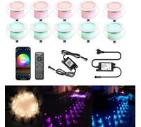 SUBOSI Lot de 10 WIFI RGB+Blanc chaud Spot Encastrable Exterieur Ø45mm DC12V IP67 Spot Led Extérieur Encastrable spot led,Fonctionne Avec Alexa, Google Home Spots Escalier Led Spot Encastrable Sol