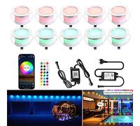 SUBOSI Lot de 10 Wifi RGB Spot Led Eclairage extérieur Spot Led Extérieur Encastrable Compatible avec Google Home Assistant/Alexa, téléphone intelligent Ø45mm IP67 Kit complet Spot terrasse exterieur
