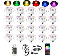 SUBOSI Lot de 20 Bluetooth RGBWW Led sol encastré extérieur 1.2W Ø45mm IP67 étanche LED downlight terrasse cuisine jardin Led lampe kit complet