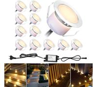 SUBOSI Lot de 20 Spot Encastrable Extérieur DC12V Ø45mm 1W IP67 Blanc Chaud pour Terrasse, Enterré, Plafonnier LED Lampe à Encastrer au Sol pour Extérieur