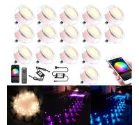 SUBOSI Lot de 20 Spots LED Encastrables Extérieur WiFi RGB + Blanc Chaud, Ø45mm Projecteur de Sol Intelligent IP67 Dimmable, Compatible avec Alexa et Google Home, pour Terrasse Jardin Escalier