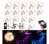 SUBOSI Lot de 20 Wifi Spot Led Eclairage extérieur RGBW(RGB+Blanc Chaud) Spot Led Extérieur Encastrable Compatible avec Google Home Assistant/Alexa, Ø45mm IP67 Kit complet