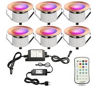SUBOSI lot de 6 RGBW Spot Led Encastrable Lampe de Sol Encastrer étanche IP67 12V RGBWW (4 en 1) Ø45mm 1.2W éclairage pour terrasse, patio, jardin, décoration, intérieur et extérieur,Cuivre antique