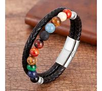 SUBOTE Huit Planètes Pierre Naturelle Bracelet en Cuir Univers Galaxy Système Solaire Perles Bracelets pour Hommes Femmes Bijoux