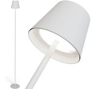 Subra Lampadaire LED sans fil en aluminium - Blanc - Pour l'intérieur et l'extérieur - Intensité variable - Blanc chaud/froid - Rechargeable par USB C - Étanche IP44 - Design moderne et lumineux