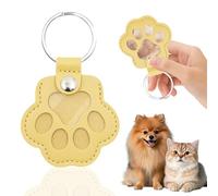 SUBRINGE Boîte à Souvenirs pour Poils d'animaux de Compagnie, Porte-clés de Rangement en Fourrure de Chien, Porte-clés Souvenir en Cuir pour Poils d'animaux Domestiques, Cadeau Commémoratif (Jaune)