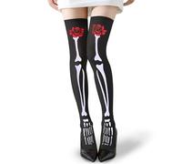 SUBRINGE Halloween Collants Squelette Femme, Collant RéSille TêTe De Mort, Jour des Morts Festival Carnaval Bas - Opaques, Costume d'Halloween Accessoires pour Carnaval, Fête à Thème (A)