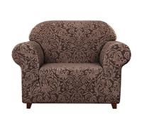 subrtex 1 Pièce Housse de Canapé avec Accoudoirs Jacquard Damassé Housse de Fauteuil Extensible Canapé Protecteur Décorative (1 Place, Chocolat)