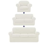 subrtex Housse de canapé avec Housse de Coussin séparé, Protection de Meubles pour Enfants, Animaux domestiques (Taille S, M et L, Blanc)