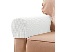 subrtex Lot de 2 Housses d'accoudoirs Extensibles en élasthanne pour canapés et fauteuils (Blanc cassé)