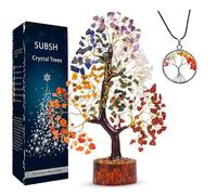 SUBSH Arbre de vie avec 7 chakras - Pendentif arbre de vie naturel - Cadeau spirituel (fil doré) - Taille 25,4 à 30,5 cm