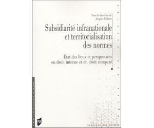 Subsidiarité Infranationale Et Territorialisation Des Normes - Etat Des Lieux Et Perspectives En Droit Interne Et En Droit Comparé