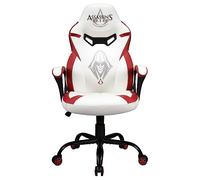 Subsonic - Chaise Gaming Assassin's Creed pour Enfant et Ado - Fauteuil de Bureau Ergonomique avec Mousse Haute Densité, Mécanisme à Bascule et Accoudoirs Confortables - Hauteur Réglable - Blanc