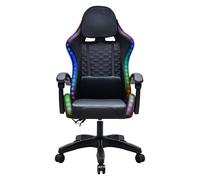 Subsonic - Chaise Gaming LED RGB - Fauteuil Inclinable, Confortable avec Appui-tête et Accoudoirs Intégrés - Fauteuil Gamer à Dossier Ergonomique, Coussin Dorsal, Hauteur Ajustable - Noire
