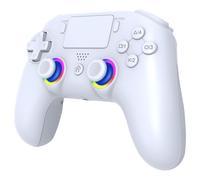 Subsonic - Manette LED sans Fil PS5 Blanche avec Palettes et LED Programmables - Fonction Vibration et Pavé Tactile - Manette Gaming Compatible Playstation 5 et PC - Blanche