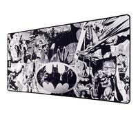 Subsonic - Tapis de Souris XXL Batman - Tapis de Bureau 90x40 cm - sous-Main Surface Lisse Optimisée pour Capteurs Souris, Base Antidérapante, Bords Cousus - Noir & Blanc