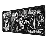 Subsonic - Tapis de Souris XXL - Tapis de Bureau Harry Potter 90x40 cm - Sous-Main Surface Lisse Optimisée pour Capteurs Souris, Base Antidérapante, Bords Cousus - Noir et Blanc