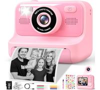 Subtail Appareil Photo Instantané Enfant - 2.4 Écran Appareil Photo Numérique Enfant avec Mode Selfie et Carte 32GB et Papier d'impression - Cadeau Jouet pour Enfant Garçons Filles de 3-12 Ans - Rose
