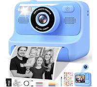 Subtail Appareil Photo Instantané Enfant - 2.4 Écran Appareil Photo Numérique Enfant avec Mode Selfie et Carte 32GB et Papier d'impression - Cadeau Jouet pour Enfant Garçons Filles de 3-12 Ans - Bleu