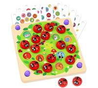 Subtail Coccinelle Jouet Enfant 3 4 Ans - Jeu de Societe 3 4 5 Ans - 16 ThèMes Jouets de MéMoire - Jeu en Bois Montessori Smart Games - Jeu ÉDucatif pour Enfants de 3 4 - Cadeau Enfant 3 4 Ans