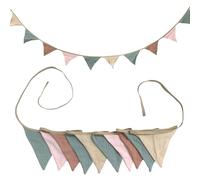 SUBTAVIK 10Pcs Guirlande de fanions en tissu pour chambre d'enfant Guirlande rose 3,15 m Guirlande de fanions en tissu pour jardin, mariage, fête prénatale, décoration de chambre de garçons (coloré)