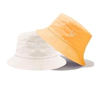 SUBTAVIK Chapeau de Soleil Enfant - Bob réversible avec Visage Souriant pour garçons et Filles (Beige/Jaune), 2-8 Ans