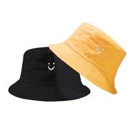 SUBTAVIK Chapeau de Soleil Enfant - Bob réversible avec Visage Souriant pour garçons et Filles (Jaune/Noir), 2-8 Ans