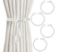 SUBTAVIK Embrasses de Rideaux, Lot de 4, élégantes et bohèmes, tricotées à la Main, avec Boucle en Corde, pour la Maison, Le Bureau, Le Salon et la Chambre (Blanc)