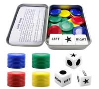 SUBTAVIK Jeu de dés Centre Gauche/Droite, 3 dés et 40 jetons colorés, Adapté à tous les âges, Pour 3 joueurs ou plus