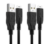 subtel 2x Câble USB 14 Pin Connector 2.0 transfert données pour appareil Panasonic Lumix DMC-TZ10 TZ6 TZ7 DMC-FZ38 FZ35 FZ45 FZ100 DMC-GH2 GH1 DMC-GF2 DMC-ZS7 ZS3 cable charge et data 2m PVC noir