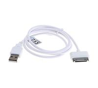 subtel® Câble USB lecteur mp3 data et charge de 1m compatible avec Apple iPod Mini (1. & 2. Gen.) Nano (1. - 6. Gen.) Touch (1. - 4. Gen.) - MA591G 30 Pin Dock Connector vers USB A 2.0 blanc Fil en données