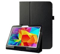 subtel Étui avec Stand intégré pour Tablette Samsung Galaxy Tab 4 10.1 (SM-T530 / SM-T531 / SM-T533 / SM-T535) - Cuir synthétique, Couleur Noir Housse Pochette bookstyle Case avec Protection 360°