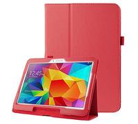 subtel Étui avec Stand intégré pour Tablette Samsung Galaxy Tab 4 10.1 (SM-T530 / SM-T531 / SM-T533 / SM-T535) - Cuir synthétique, Couleur Rouge Housse Pochette bookstyle Case avec Protection 360°